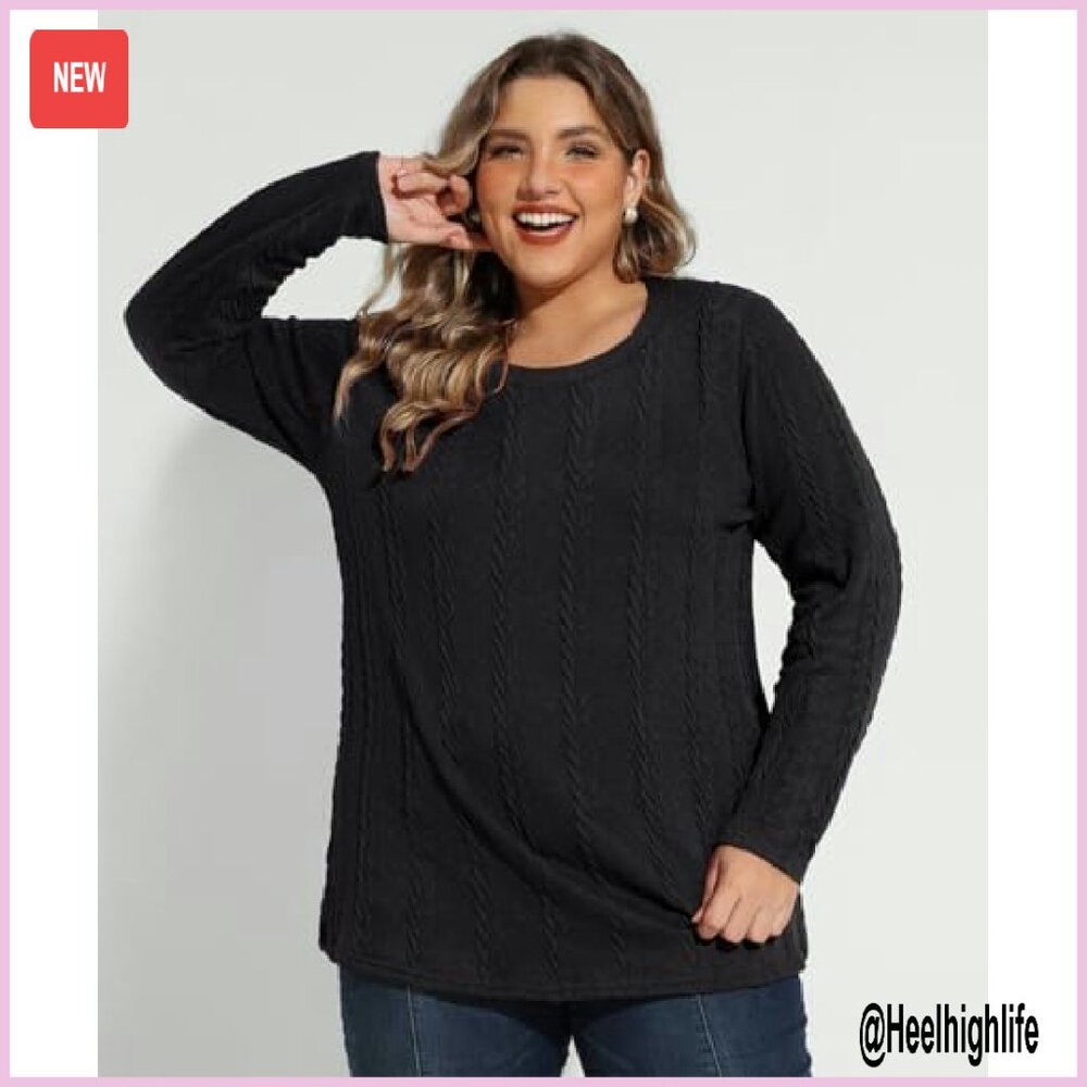 Plus Size Cable Knit Pullover Sweater Lightweight… - image 3